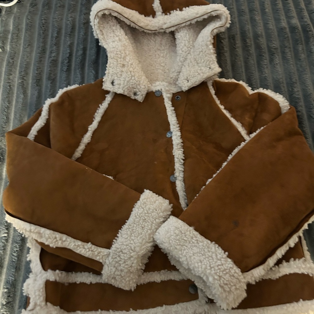 We The Free Vegan Leather Jacket with Cream Shearling